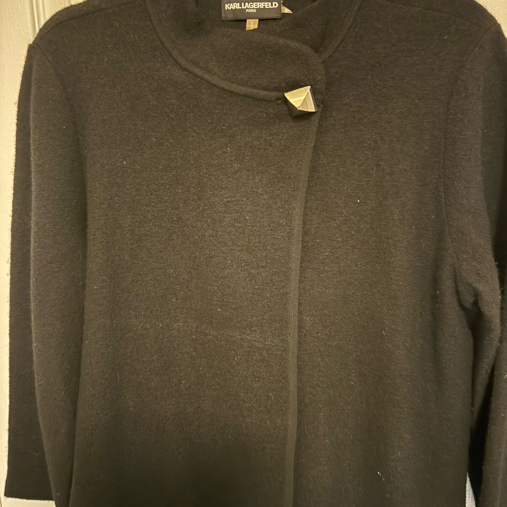 Karl Lagerfeld Black Wool Blend Sweater